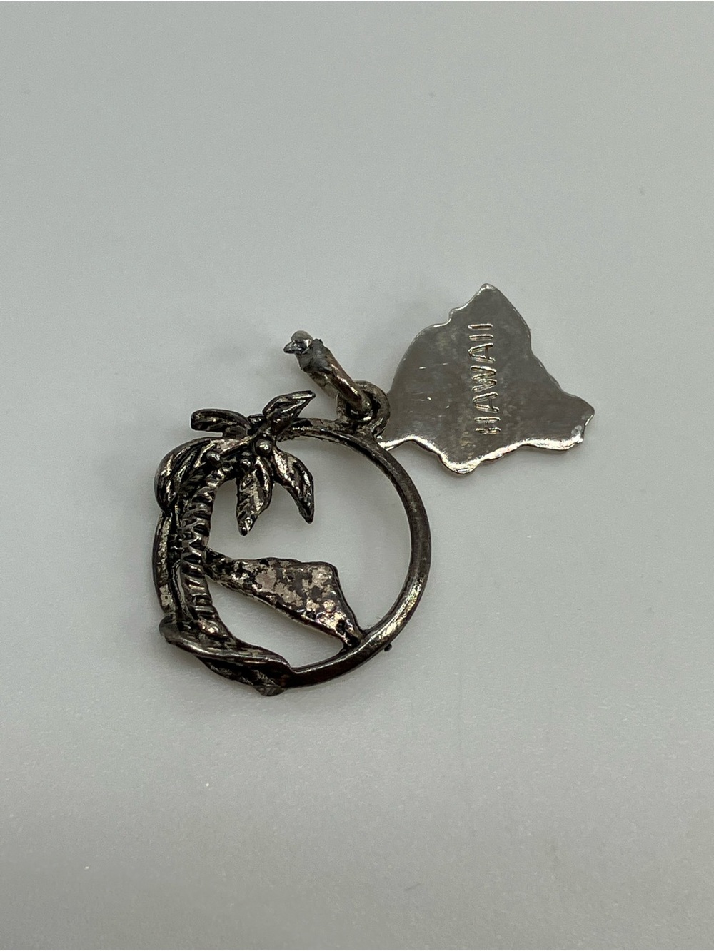 Vtg 925 Sterling Silver & Nickel Silver Hawaii Palm Tree Map State Charm